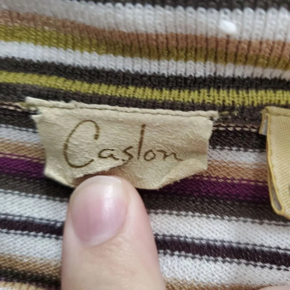 Caslon Women's Retro 70s‎ Stripe Drape Tunnel Neck 3/4 Textured Rayon Knit Top M - Picture 3 of 6